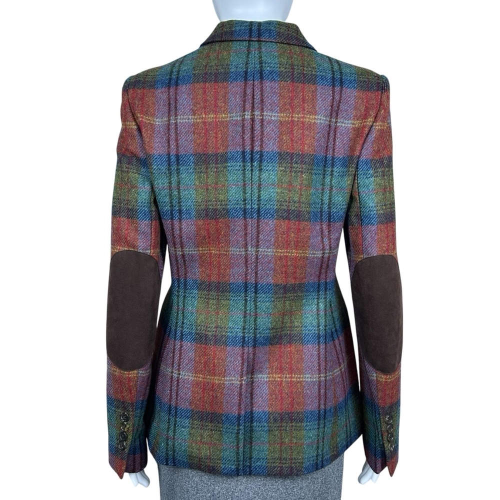 Brooks Brothers Moon Tweed Plaid Wool  Blazer Size 4 Elbow Patch Equestrian NWT - Picture 11 of 16